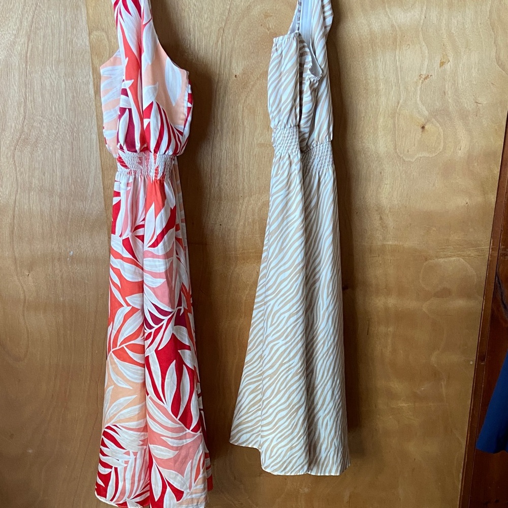 Ann Taylor  2  Shoulder Dresses - Coral and Beige